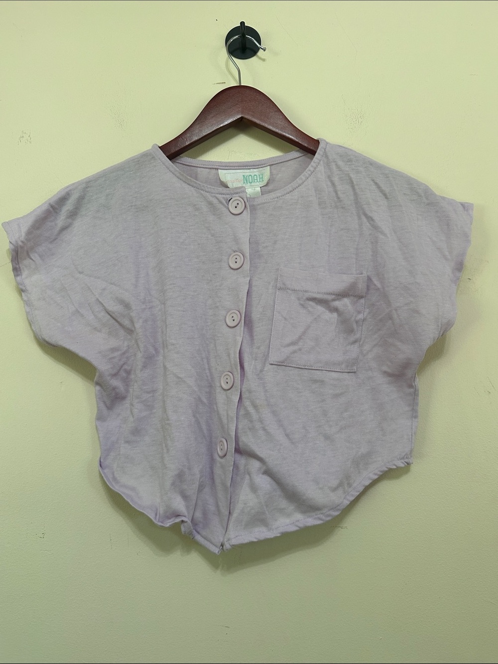 Lilac Button Front Crop Top with Pocket